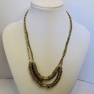 Kenneth Cole NEW YORK antique gold double strand necklace